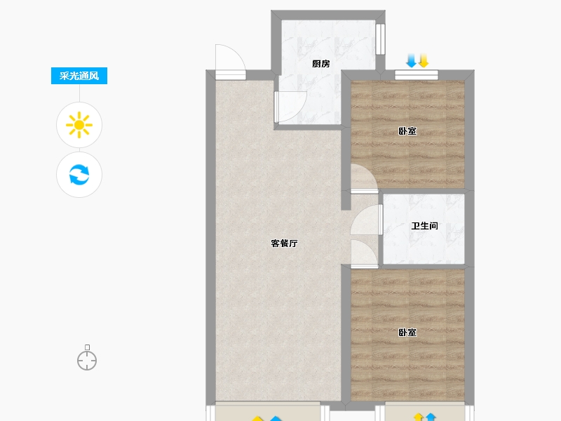 辽宁省-抚顺市-电建地产海赋外滩澋苑-54.91-户型库-采光通风