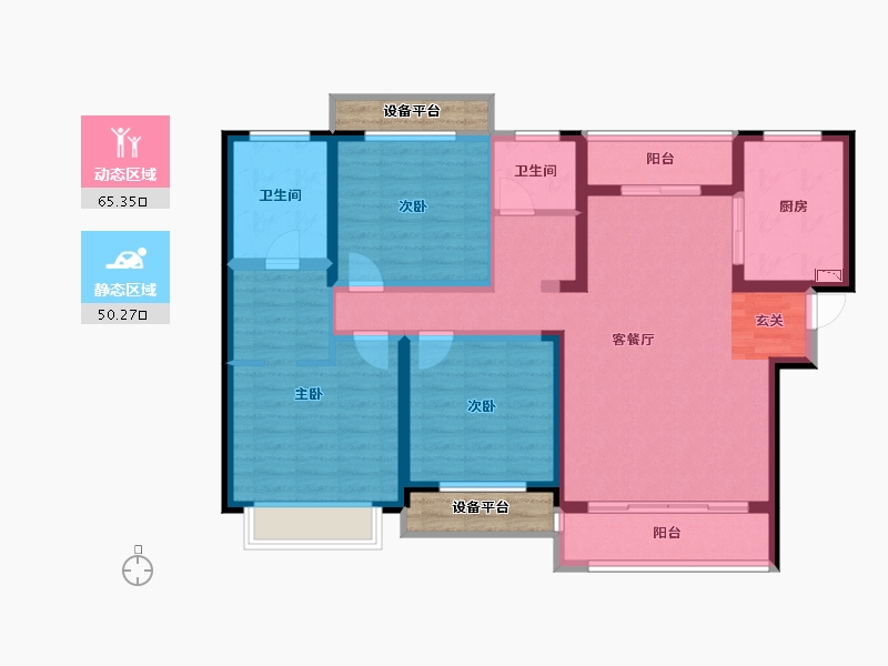 陕西省-宝鸡市-世纪景元东区-107.78-户型库-动静分区