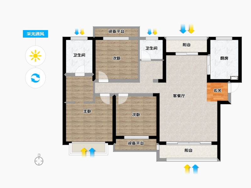 陕西省-宝鸡市-世纪景元东区-107.78-户型库-采光通风