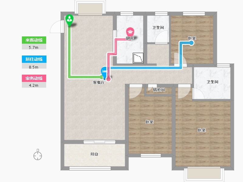 江苏省-无锡市-红豆人民路九号-106.87-户型库-动静线