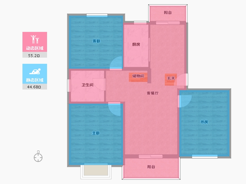 江苏省-无锡市-天奇馨城-90.00-户型库-动静分区