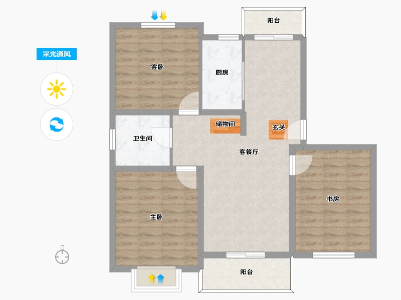 江苏省-无锡市-天奇馨城-90.00-户型库-采光通风