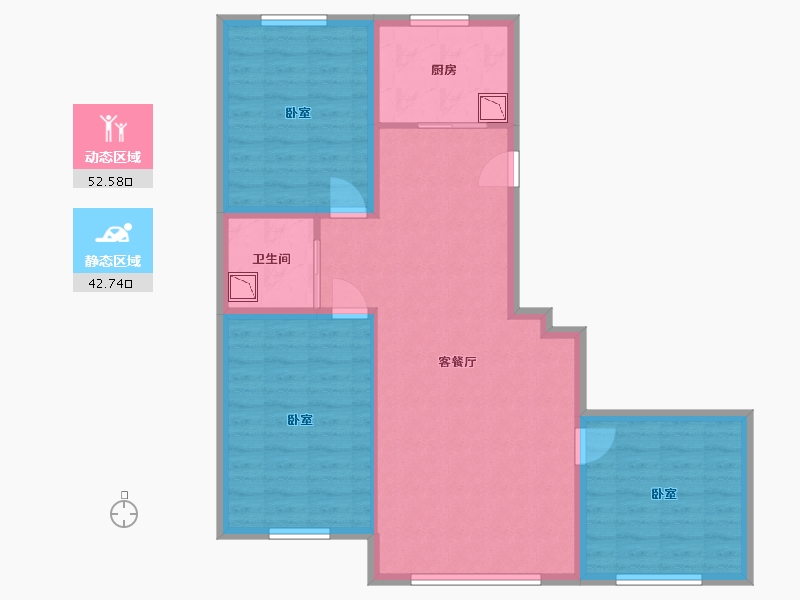 辽宁省-抚顺市-格林东郡-85.56-户型库-动静分区