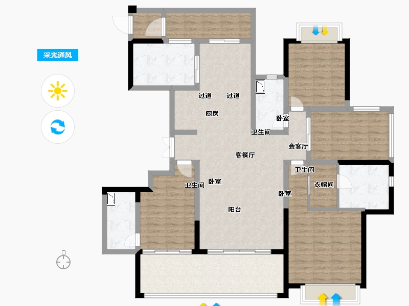 江苏省-南京市-中航金城1号-150.00-户型库-采光通风