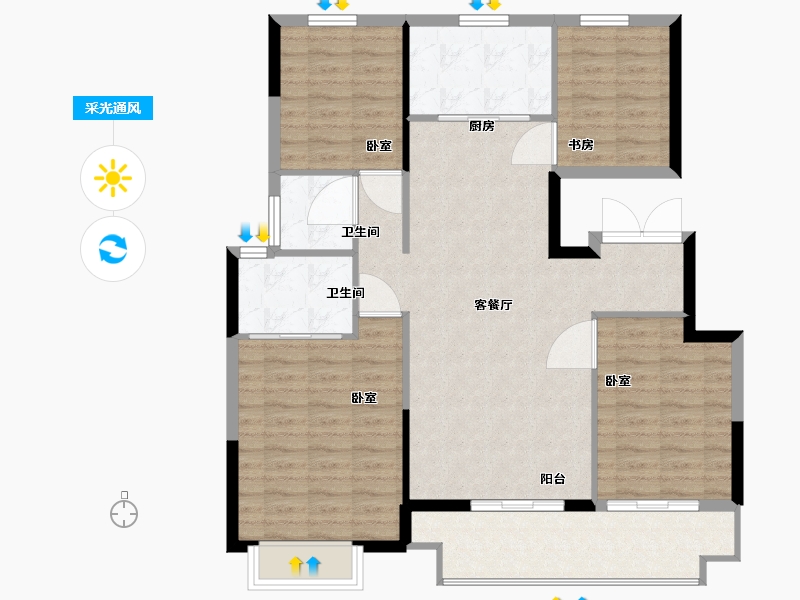 陕西省-西安市-合创君悦府-104.01-户型库-采光通风