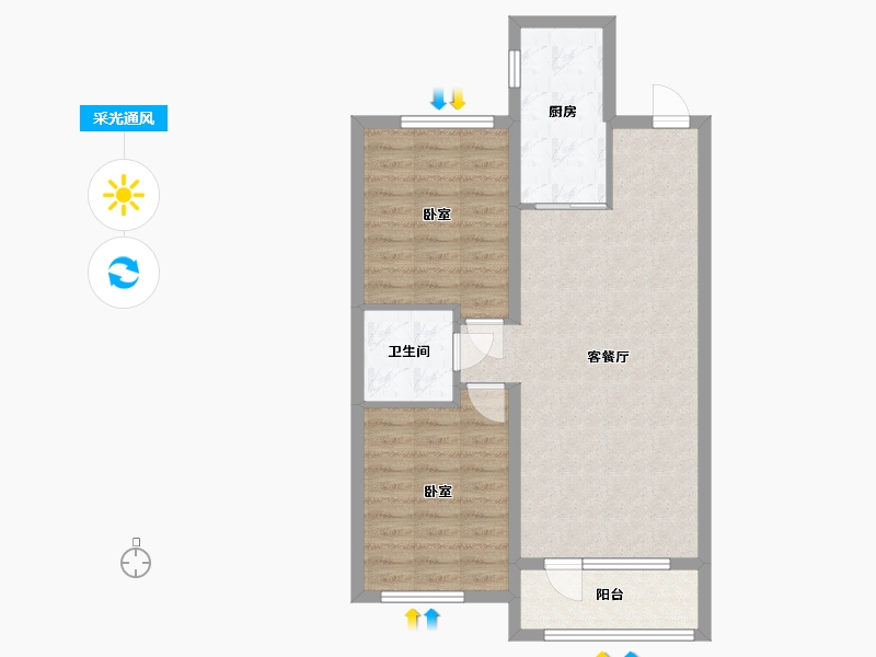 辽宁省-鞍山市-7號湖畔-72.13-户型库-采光通风