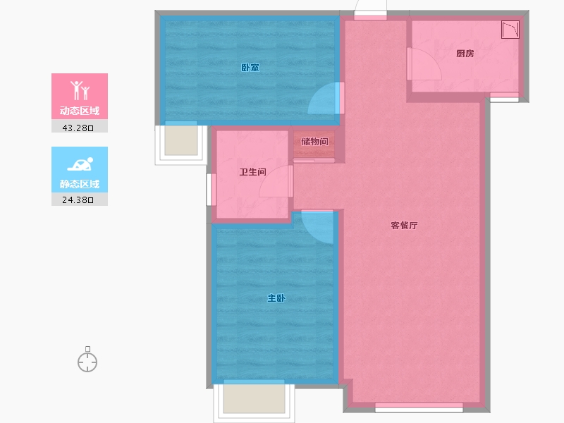 陕西省-咸阳市-泰盈奥林匹克花园-59.77-户型库-动静分区