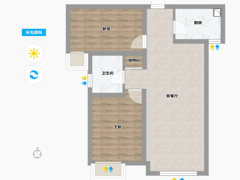 陕西省-咸阳市-泰盈奥林匹克花园-59.77-户型库-采光通风