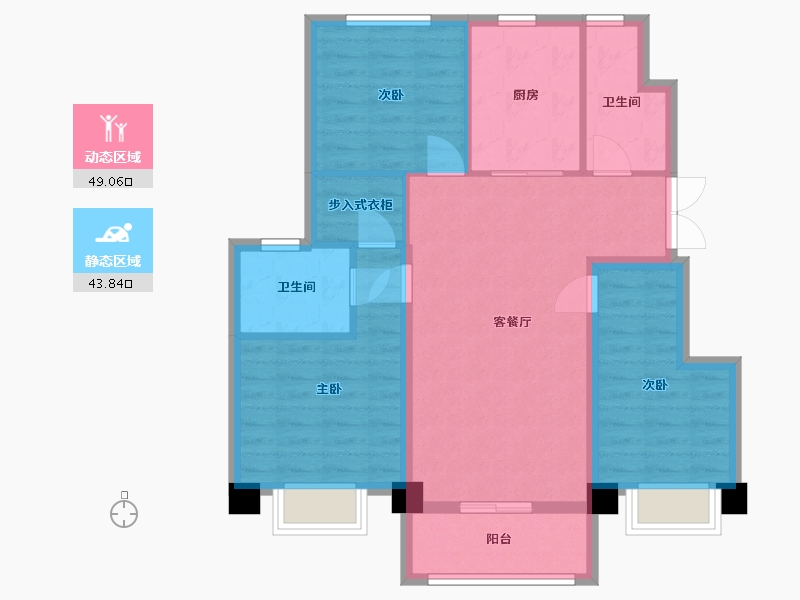 黑龙江省-哈尔滨市-金地名悦-83.17-户型库-动静分区