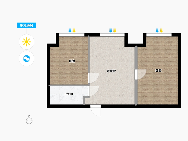 江苏省-无锡市-天翠广场湾流空间-55.00-户型库-采光通风