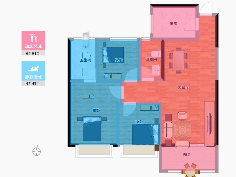 陕西省-宝鸡市-泰森亿佳苑-102.00-户型库-动静分区