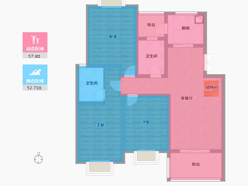 江苏省-无锡市-天奇馨城-97.52-户型库-动静分区