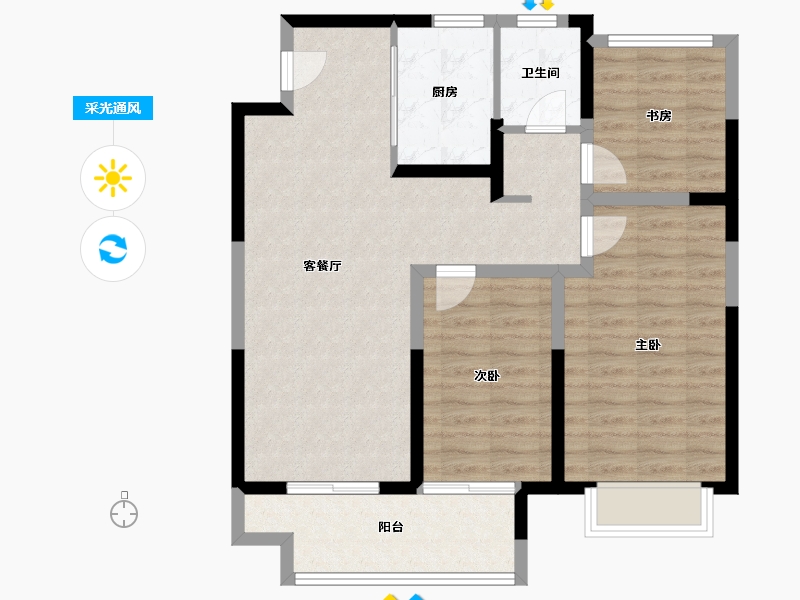 江苏省-苏州市-中旅运河名著-86.00-户型库-采光通风