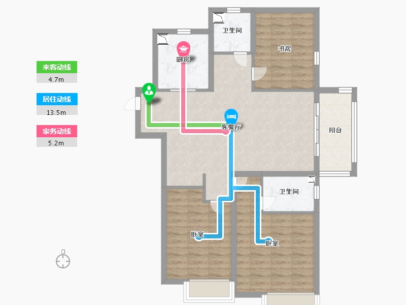 江苏省-无锡市-绿地四季印象-89.99-户型库-动静线