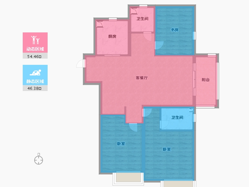 江苏省-无锡市-绿地四季印象-89.99-户型库-动静分区