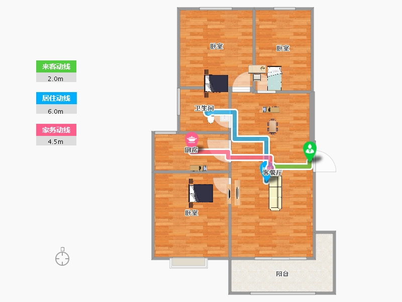 陕西省-宝鸡市-卧龙学府-86.60-户型库-动静线