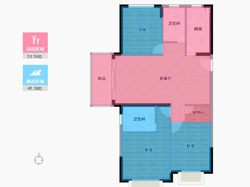 江苏省-无锡市-融创银城惠山国际社区-89.90-户型库-动静分区