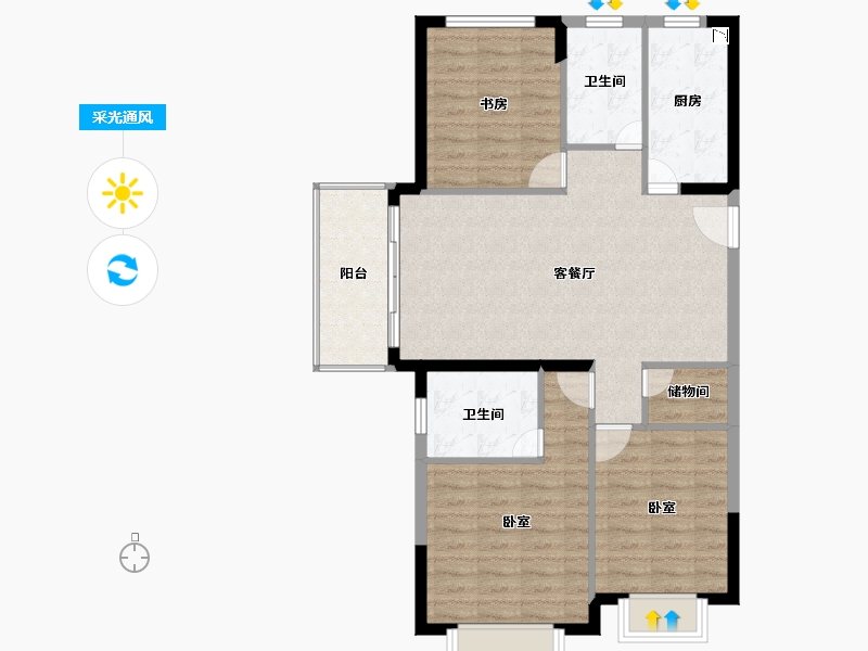 江苏省-无锡市-融创银城惠山国际社区-89.90-户型库-采光通风