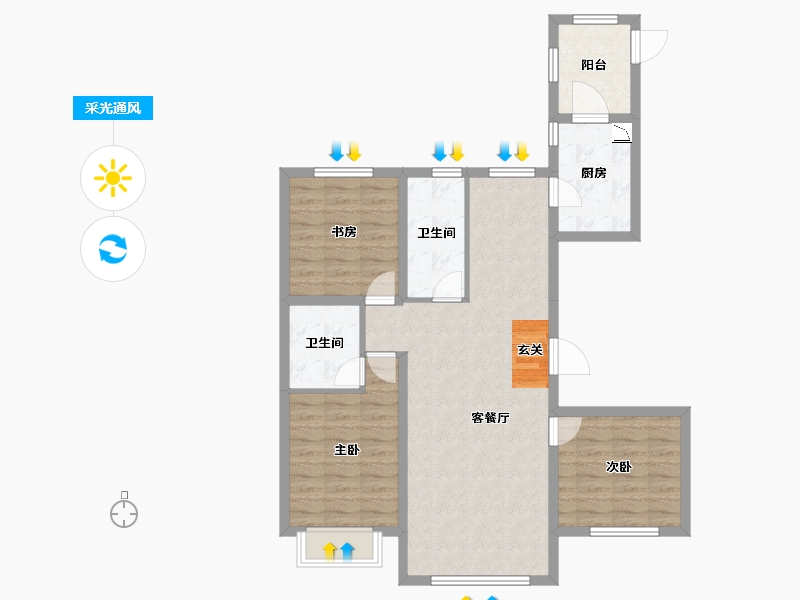 内蒙古自治区-包头市-中国铁建景晟开元-87.99-户型库-采光通风