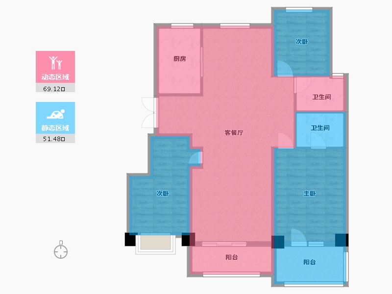 黑龙江省-哈尔滨市-金地名悦-108.49-户型库-动静分区