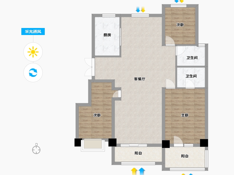 黑龙江省-哈尔滨市-金地名悦-108.49-户型库-采光通风