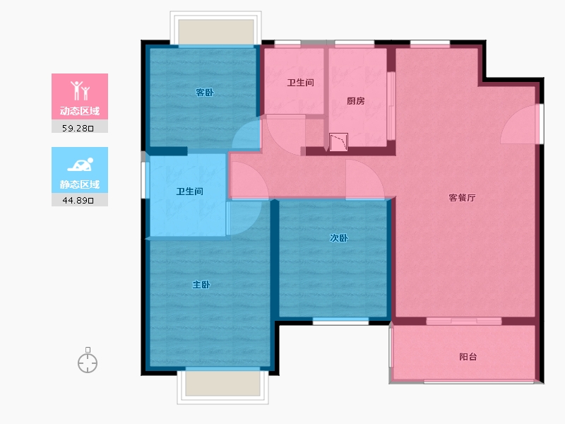 江苏省-无锡市-弘阳昕悦府-94.00-户型库-动静分区