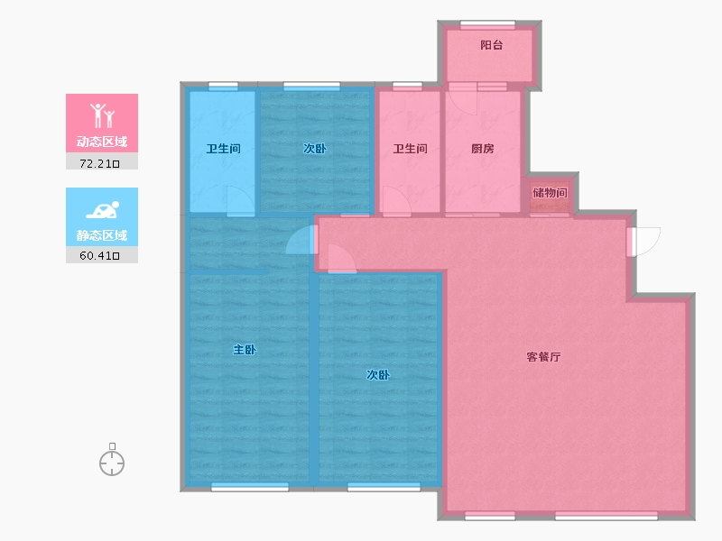 黑龙江省-哈尔滨市-大都会新天地5期-120.50-户型库-动静分区