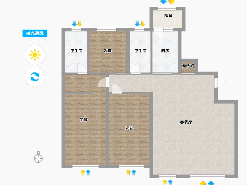 黑龙江省-哈尔滨市-大都会新天地5期-120.50-户型库-采光通风