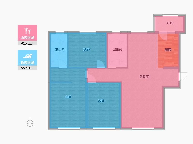 黑龙江省-哈尔滨市-大都会新天地5期-106.79-户型库-动静分区