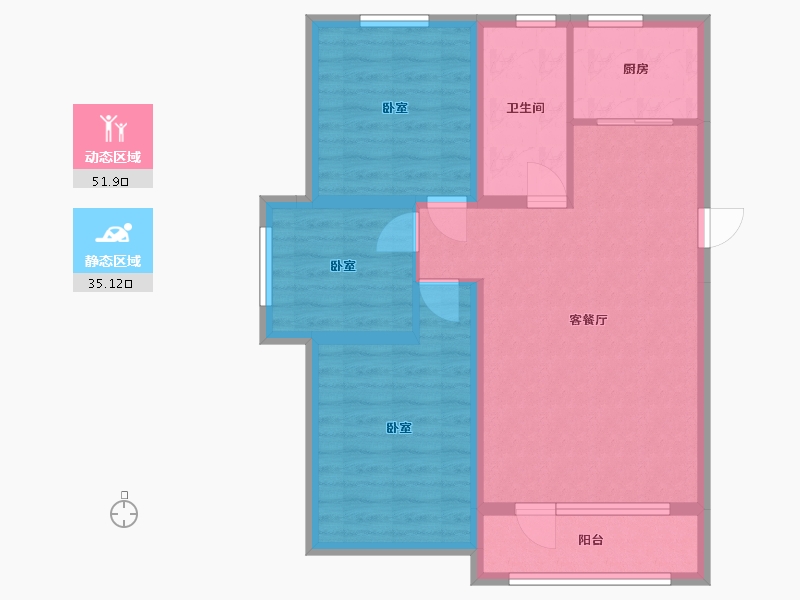 辽宁省-营口市-中天书香庭院-77.56-户型库-动静分区