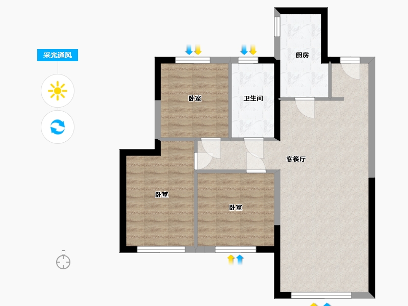 辽宁省-鞍山市-佳兆业·君汇上品-73.40-户型库-采光通风