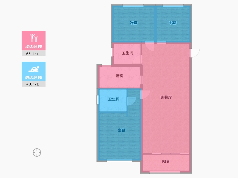 黑龙江省-哈尔滨市-大都会新天地5期-103.49-户型库-动静分区