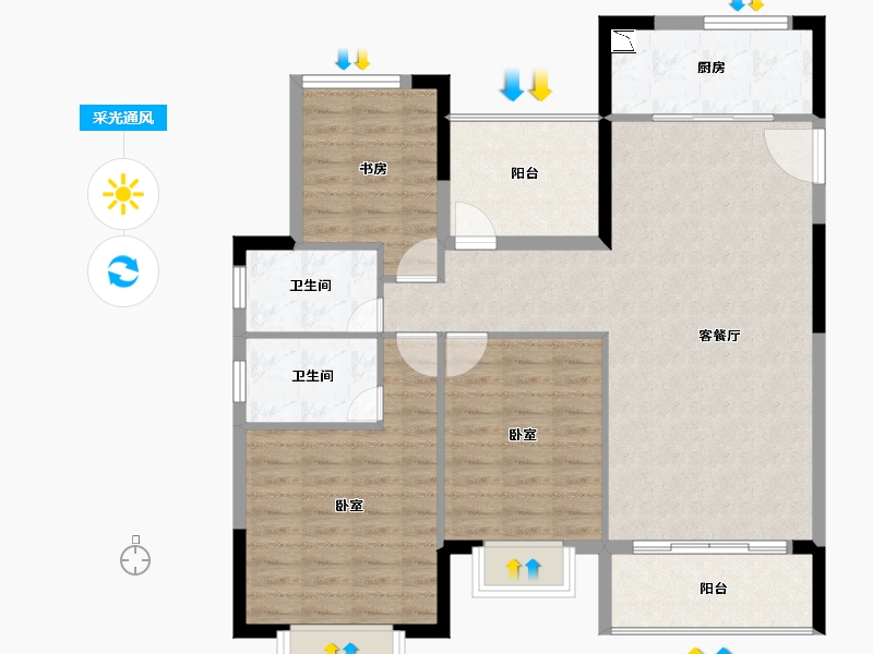 江苏省-无锡市-融创银城惠山国际社区-100.46-户型库-采光通风