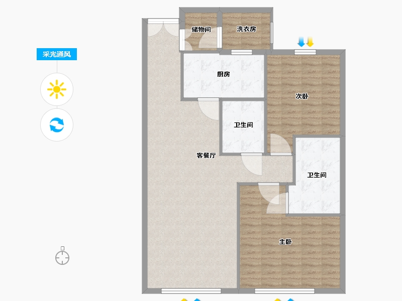 陕西省-西安市-豪享来温德姆至尊公寓-109.00-户型库-采光通风