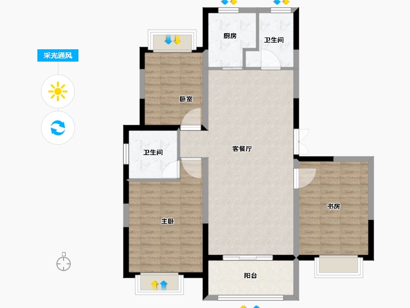 江苏省-无锡市-天奇馨城-107.71-户型库-采光通风