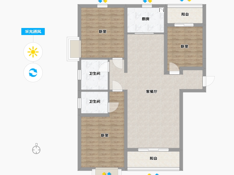 陕西省-渭南市-泰和府-100.15-户型库-采光通风