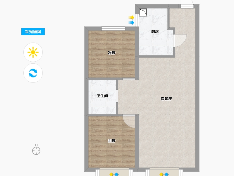 黑龙江省-哈尔滨市-金地名悦-60.45-户型库-采光通风