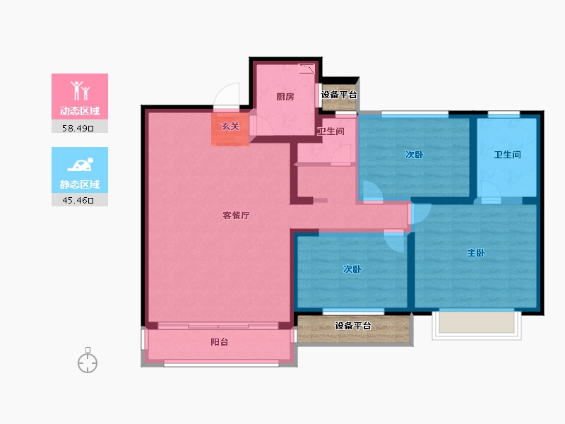 陕西省-宝鸡市-世纪景元东区-96.99-户型库-动静分区