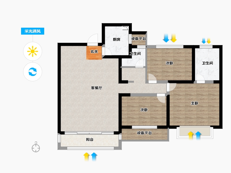 陕西省-宝鸡市-世纪景元东区-96.99-户型库-采光通风