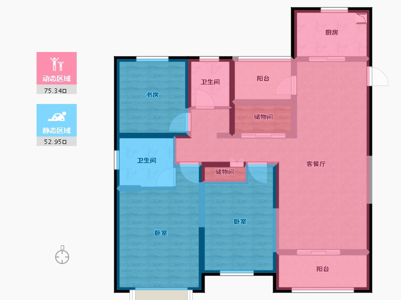 江苏省-无锡市-红豆人民路九号-113.84-户型库-动静分区