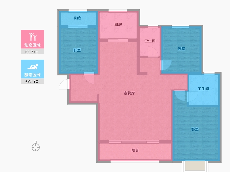 陕西省-渭南市-蒲城汇邦中央公馆-101.39-户型库-动静分区