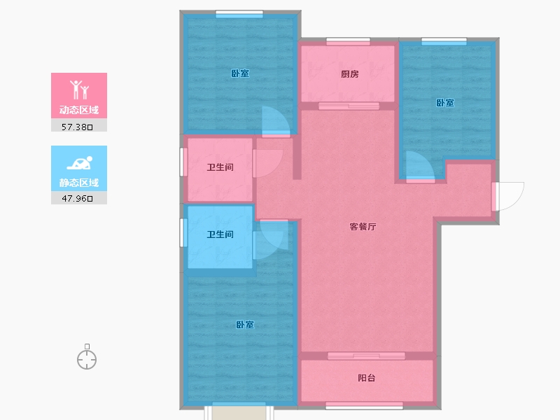 陕西省-渭南市-蒲城汇邦中央公馆-94.01-户型库-动静分区