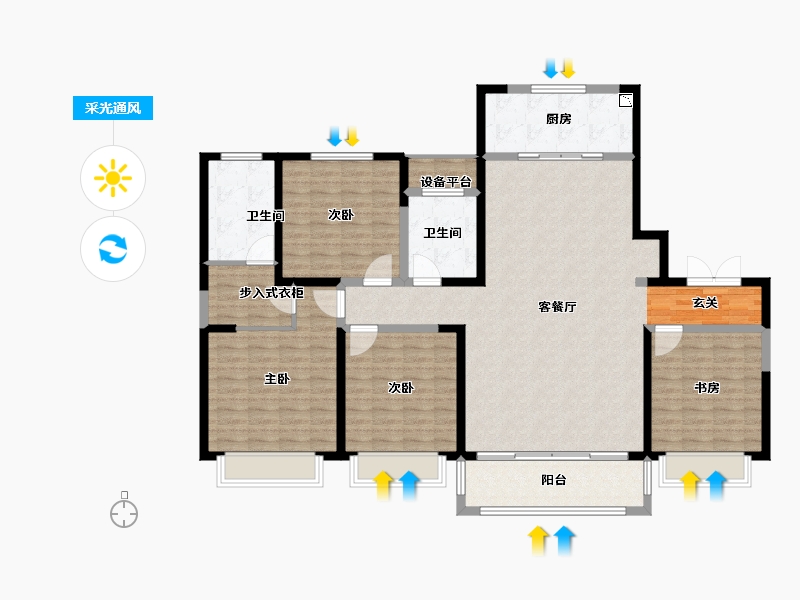 陕西省-宝鸡市-世纪景元东区-154.01-户型库-采光通风