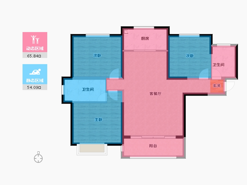 陕西省-宝鸡市-世纪景元东区-108.00-户型库-动静分区