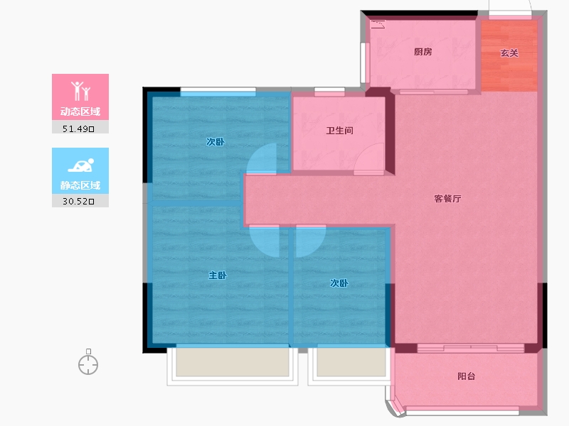 江苏省-南京市-宁滁恒大文化旅游城-74.01-户型库-动静分区