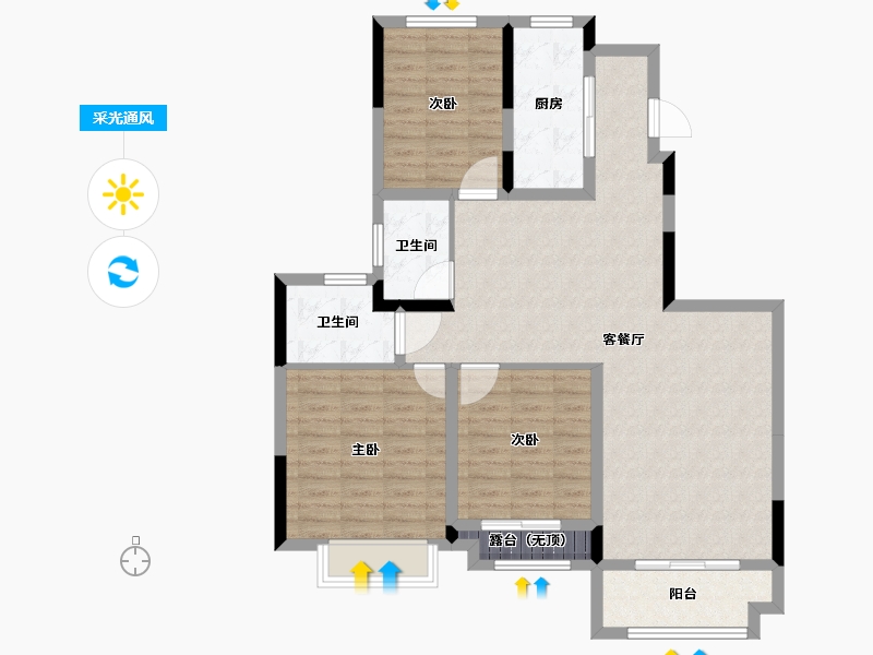 江苏省-南京市-恒大溪山公馆-100.00-户型库-采光通风