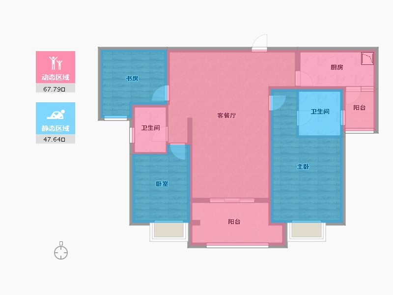 江苏省-无锡市-红豆人民路九号-102.42-户型库-动静分区