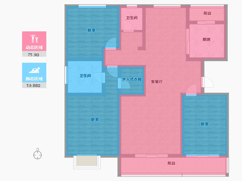 陕西省-咸阳市-沣柳国际-120.70-户型库-动静分区