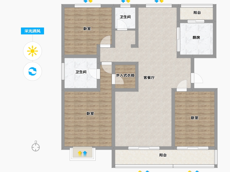 陕西省-咸阳市-沣柳国际-120.70-户型库-采光通风