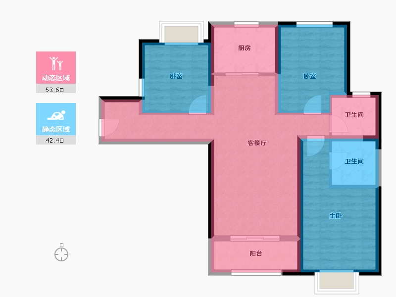 陕西省-咸阳市-泰盈奥林匹克花园-85.18-户型库-动静分区